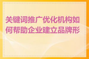 关键词推广优化机构如何帮助企业建立品牌形象