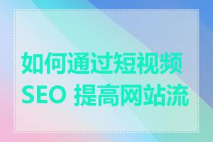 如何通过短视频 SEO 提高网站流量