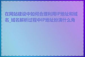 在网站建设中如何合理利用IP地址和域名_域名解析过程中IP地址扮演什么角色