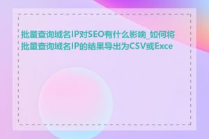 批量查询域名IP对SEO有什么影响_如何将批量查询域名IP的结果导出为CSV或Excel