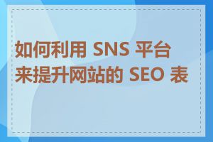 如何利用 SNS 平台来提升网站的 SEO 表现