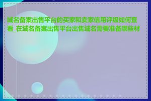 域名备案出售平台的买家和卖家信用评级如何查看_在域名备案出售平台出售域名需要准备哪些材料