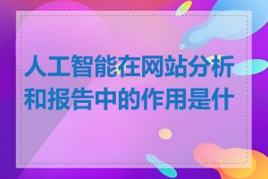 人工智能在网站分析和报告中的作用是什么