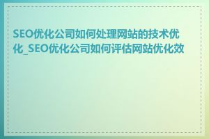 SEO优化公司如何处理网站的技术优化_SEO优化公司如何评估网站优化效果