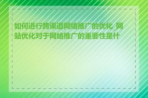 如何进行跨渠道网络推广的优化_网站优化对于网络推广的重要性是什么