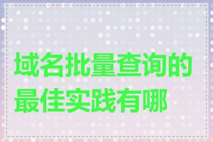 域名批量查询的最佳实践有哪些