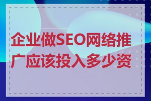 企业做SEO网络推广应该投入多少资金