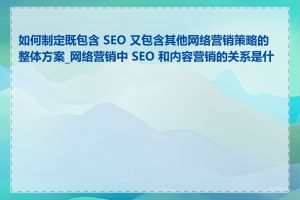 如何制定既包含 SEO 又包含其他网络营销策略的整体方案_网络营销中 SEO 和内容营销的关系是什么