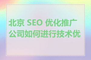 北京 SEO 优化推广公司如何进行技术优化