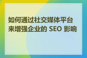 如何通过社交媒体平台来增强企业的 SEO 影响力