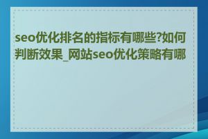 seo优化排名的指标有哪些?如何判断效果_网站seo优化策略有哪些