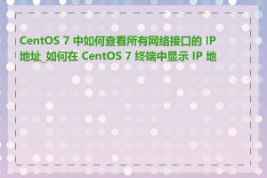 CentOS 7 中如何查看所有网络接口的 IP 地址_如何在 CentOS 7 终端中显示 IP 地址