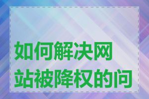 如何解决网站被降权的问题