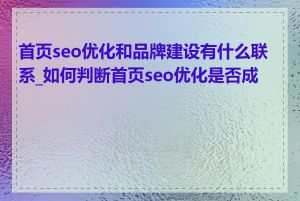 首页seo优化和品牌建设有什么联系_如何判断首页seo优化是否成功