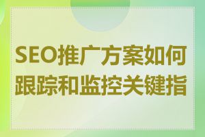 SEO推广方案如何跟踪和监控关键指标