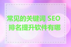 常见的关键词 SEO 排名提升软件有哪些