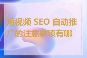 短视频 SEO 自动推广的注意事项有哪些