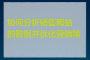 如何分析销售网站的数据并优化营销策略