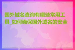 国外域名查询有哪些常用工具_如何确保国外域名的安全性