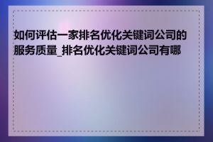 如何评估一家排名优化关键词公司的服务质量_排名优化关键词公司有哪些