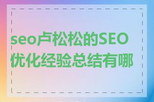 seo卢松松的SEO优化经验总结有哪些