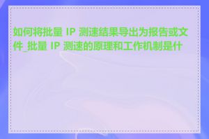 如何将批量 IP 测速结果导出为报告或文件_批量 IP 测速的原理和工作机制是什么