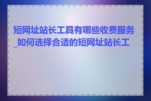 短网址站长工具有哪些收费服务_如何选择合适的短网址站长工具