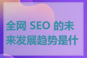 全网 SEO 的未来发展趋势是什么