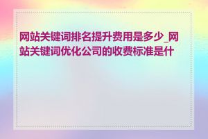 网站关键词排名提升费用是多少_网站关键词优化公司的收费标准是什么