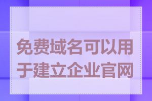 免费域名可以用于建立企业官网吗