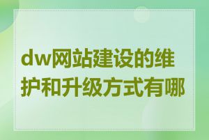 dw网站建设的维护和升级方式有哪些