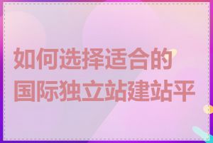 如何选择适合的国际独立站建站平台