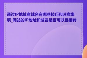 通过IP地址查域名有哪些技巧和注意事项_网站的IP地址和域名是否可以互相转换