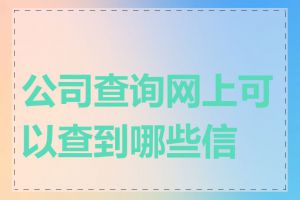 公司查询网上可以查到哪些信息