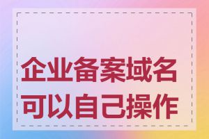 企业备案域名可以自己操作吗