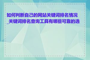 如何判断自己的网站关键词排名情况_关键词排名查询工具有哪些可靠的选择