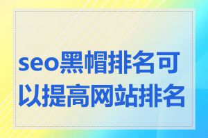 seo黑帽排名可以提高网站排名吗