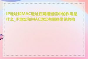 IP地址和MAC地址在网络通信中的作用是什么_IP地址和MAC地址有哪些常见的格式