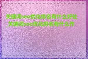 关键词seo优化排名有什么好处_关键词seo优化排名有什么作用