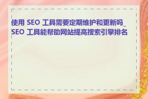 使用 SEO 工具需要定期维护和更新吗_SEO 工具能帮助网站提高搜索引擎排名吗