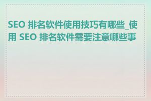 SEO 排名软件使用技巧有哪些_使用 SEO 排名软件需要注意哪些事项