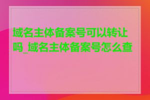 域名主体备案号可以转让吗_域名主体备案号怎么查询