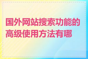 国外网站搜索功能的高级使用方法有哪些