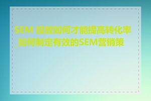 SEM 投放如何才能提高转化率_如何制定有效的SEM营销策略