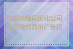 搜索关键词优化公司如何做好竞价广告投放