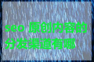 seo 原创内容的分发渠道有哪些