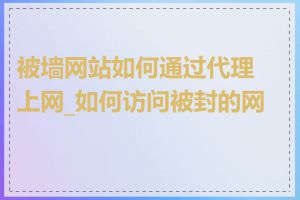 被墙网站如何通过代理上网_如何访问被封的网站