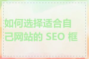 如何选择适合自己网站的 SEO 框架