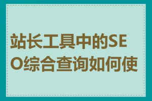 站长工具中的SEO综合查询如何使用