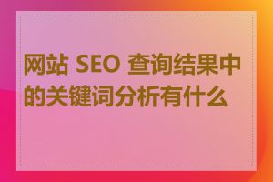 网站 SEO 查询结果中的关键词分析有什么用